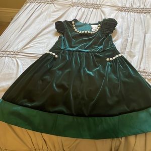 Girls Velvet Formal Dress with faux pearl accents